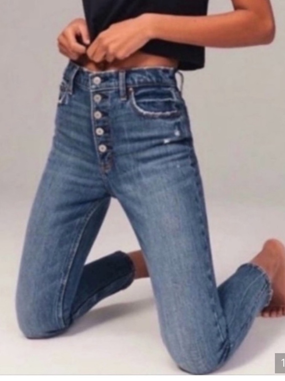 Abercrombie High Rise Super Skinny Ankle Button Front Jeans